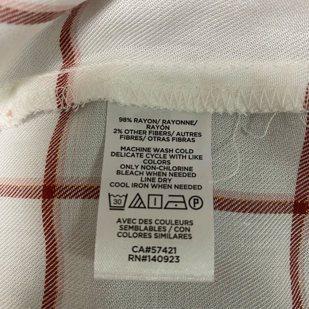 Loft Women’s Red Window Pane Checked Blouse View 5